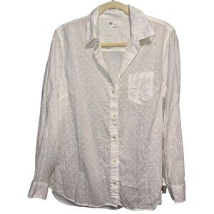 Gap White Button-Up Boyfriend Fit Shirt XL